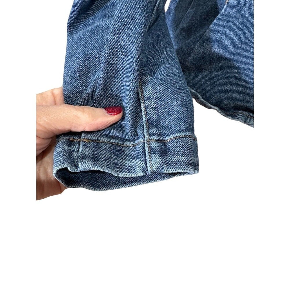 DKNY Jacket Womens Size M Blue Denim Peplum Full Zip Stand Collar Long - Picture 6 of 9